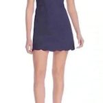 AQUA NWT  Navy Blue Sleeveless Halter Neck Scalloped Trim Mini Skater Dress Sz L Photo 2