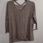 NWT Coin 1804 Sweater Womens Large Gray 3/4 Sleeve Claira Cross Back Photo 0