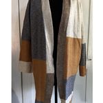 BKE  Open Cardigan Sweater Colorblock Fall Gray Brown Tan Neutral Costal Sz XS Photo 0