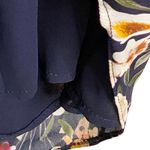 Parker π Floral Silk A-Line V Neck Dress π Scalloped Ruffles π Navy π XS Photo 7