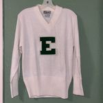 Vintage Cheer Letterman’s Sweater E College Sports Team E Green V Neck sweater Size M Photo 2
