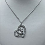 Disney  Minnie Mouse Heart Jeweled Silver Plated Necklace Light Pink Stone in Bow Photo 2