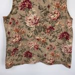 Orvis Vest Womens XL Tan Cotton Linen Romantic Floral Print Pockets Photo 10
