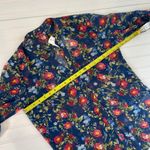 Kut From The Kloth NWT  Blue Foral Boho Blouse Roll Tab Sleeve Button Front Top S Photo 3