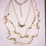 Boho Multi Strand Soft Satin Gold Tone & Neutral Color Beaded Necklace Photo 0