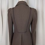 JACK  Puff Shoulder Poetcore Coat Jacket Herringbone Tweed Brown Small Photo 5