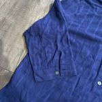 J. JILL Navy Blue Jacquard 3/4 Sleeve Elliptical Top Tunic Button Front Sheer L Size L Photo 5