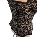 Steel boned Corset Queens sz 30 lace up side zip Black Silver Brocade slimming Photo 3