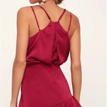 Lulus  sexy satin strappy ruffle raspberry dress size XS Photo 4
