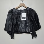 ZARA BLACK VOLUMINOUS GENUINE LEATHER TOP TRF CAPSULE COLLECTION SIZE LARGE LE Photo 1