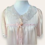 Vintage 1980’s dainty lace collar long night gown blush pink size XL 3/4 sleeve Photo 5