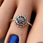 Granulated Sunburst Sterling Silver toe Midi Ring Photo 1