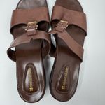 Naturalizer Brown Leather Slip-On Sandals Size 10M Photo 3