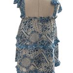 Davi & Dani Women Size Medium Square Neck Ruffles Blue White (33-472) Photo 2