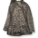 XOXO Vintage Black Quilted Coat With Fur Lined Hood Photo 0