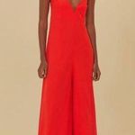 Farm Rio NWT  Linen Blend Sleeveless Halter Wide Leg Jumpsuit Sz M Red Photo 0