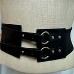 Antoniazzi Firenze genuine leather made in Italy Black Double Buckle Waist Belt Photo 3