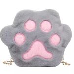 🆕Gray Faux Fur Cat Paw Crossbody Bag Purse Gray Photo 0