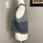 Daniel Cremieux Cremieux Navy & White Gingham Crop Top Size Medium Lattice NWT Checks Preppy Photo 2