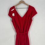 Calvin Klein Wrap Dress Womens Red 14 Ruffled Trim Cap Sleeve V Neck Tie Waist Photo 9