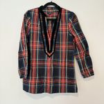 J.Crew Womens Top Size XS Holiday Plaid Long Sleeve Velvet Neck Blouse 1614 Photo 4