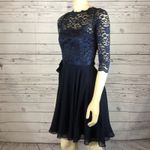 SWING Cocktail fit & flare short short sleeved dress navy lace 6 Blue Photo 7
