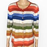 Orvis  striped silk blend button up cardigan Sz Medium Photo 0