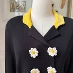 Jamie Kreitman Daisy Double Breasted Cardigan Sweater Blazer Black White Yellow Size M Photo 2