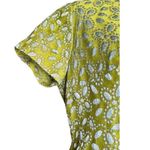 Handmade Vtg 60s Lime Green Metallic Print Long Gown Dress  Short Sleeve Mod 10? Photo 2
