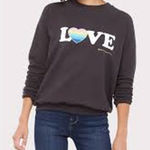 Spiritual Gangster Love Graphic Rainbow Heart Pullover Crewneck Sweatshirt Gray Photo 0