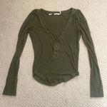 Urban Outfitters Green  Top Long Sleeve Ribbed Photo 0