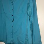 Mountain Hardwear Coralake Long Sleeve Shirt size 12 Teal UPF 25+ Hiking Travel Photo 2