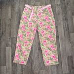 Vintage retro Faded Glory Hawaiian floral printed y2k pants Green Size 10 Photo 0
