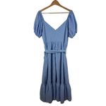 Sachin & Babi Blue Eyelet Maxi Dress Size 10 Puff Sleeve Belted Wedding Feminine Photo 7