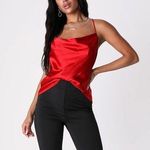 Lush Clothing Lush Red Satin Cowl Neck Tank Top Photo 0