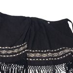 DKNY VINTAGE LINEN BLACK WRAP FRINGE SKIRT COASTAL AESTHETIC WMNS SIZE S Y2K Photo 10