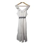 Vineyard Vines White Ruffle V Neck Midi Dress Striped Belt Women Size Medium Photo 8