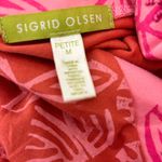 Sigrid Olsen  Floral beaded V-Neck Orange Pink Women's Top medium petite Photo 4