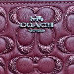 Coach Corner Zip Wristlet Wine Glitter Signature Leather Photo 5