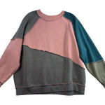 Wild Fable  XXL Crew Neck Pullover Sweatshirt Patchwork Seams Boho Oversized Photo 0