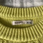 Old Navy Cable Knit Crochet Pattern Crewneck Sweater Yellow Green Medium Photo 8
