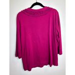 Caribbean Joe Women Blouse Red Cranberry Ruffle Detail Size Large V Neck Button Photo 3