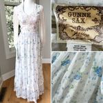 Vintage Gunne Sax By Jessica Blue White Floral Laced Prairie Dress Sz 7 AS IS Photo 1
