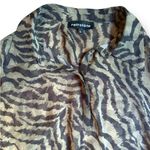 Retrofête Retrofete Sheer Silk Button Up Shirt Animal Print Tiger black tan Size Large Photo 1