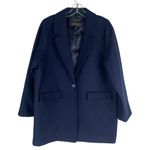 J.Crew Wool Blend Melton Boyfriend Coat One Button Navy Blue Size 12 Photo 2