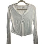 Anthropologie ✨ The Andie Ribbed Henley White Sz Medium Top by Pilcro✨ Photo 4