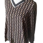 Worthington {} ~ NEW ~ CHAIN BLOUSE ~ V-Neck ~ elastic sleeves Photo 1