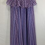 Charming Charlie Chevron Pattern Red White and Blue Maxi Dress Size Medium Photo 5
