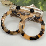 Tortoise Acrylic And Druzy Hoop Circle Earrings Black Photo 0