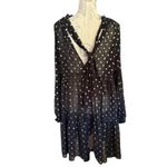 On 34th Black Sheer Baby Doll Dress With Gold Foil Dots Size Medium Photo 1